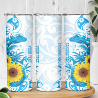 New Zealand Autism Awareness Month Skinny Tumbler Takiwatanga Maori Lizard With Sunflower LT14 - Polynesian Pride