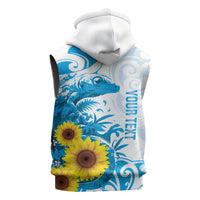New Zealand Autism Awareness Month Sleeveless Hoodie Takiwatanga Maori Lizard With Sunflower LT14 - Polynesian Pride