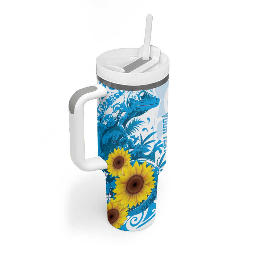 New Zealand Autism Awareness Month Tumbler With Handle Takiwatanga Maori Lizard With Sunflower LT14 - Polynesian Pride