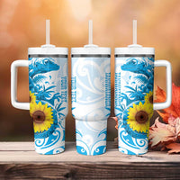 New Zealand Autism Awareness Month Tumbler With Handle Takiwatanga Maori Lizard With Sunflower LT14 - Polynesian Pride