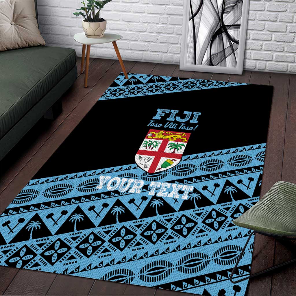 Fiji Rugby 2025 Custom Area Rug Fijian Tapa Toso Viti Toso - Black LT14 Black - Polynesian Pride