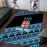 Fiji Rugby 2025 Custom Area Rug Fijian Tapa Toso Viti Toso - Black LT14 Black - Polynesian Pride