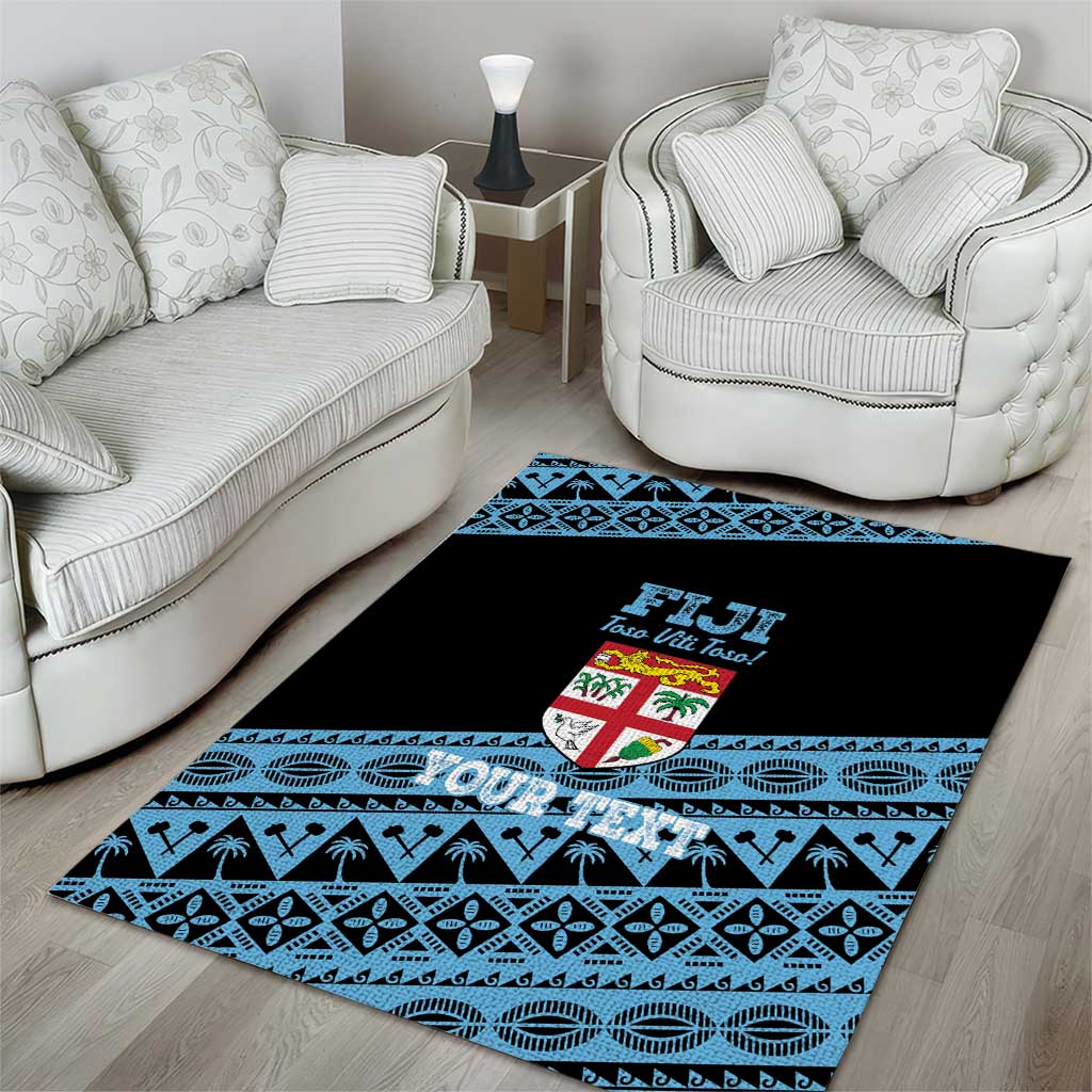 Fiji Rugby 2025 Custom Area Rug Fijian Tapa Toso Viti Toso - Black LT14 - Polynesian Pride