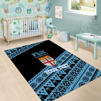 Fiji Rugby 2025 Custom Area Rug Fijian Tapa Toso Viti Toso - Black LT14 - Polynesian Pride