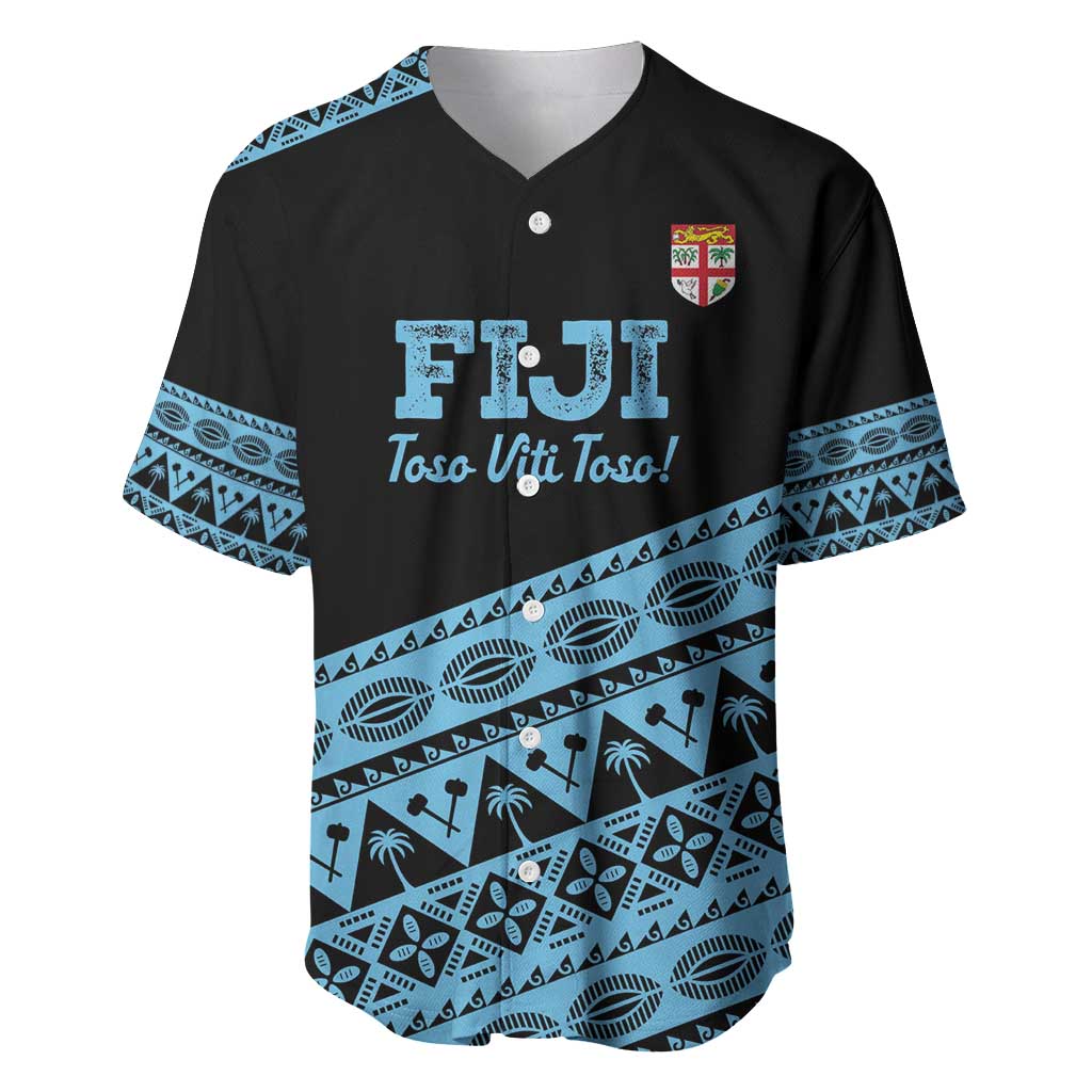 Fiji Rugby 2025 Custom Baseball Jersey Fijian Tapa Toso Viti Toso - Black LT14 Black - Polynesian Pride