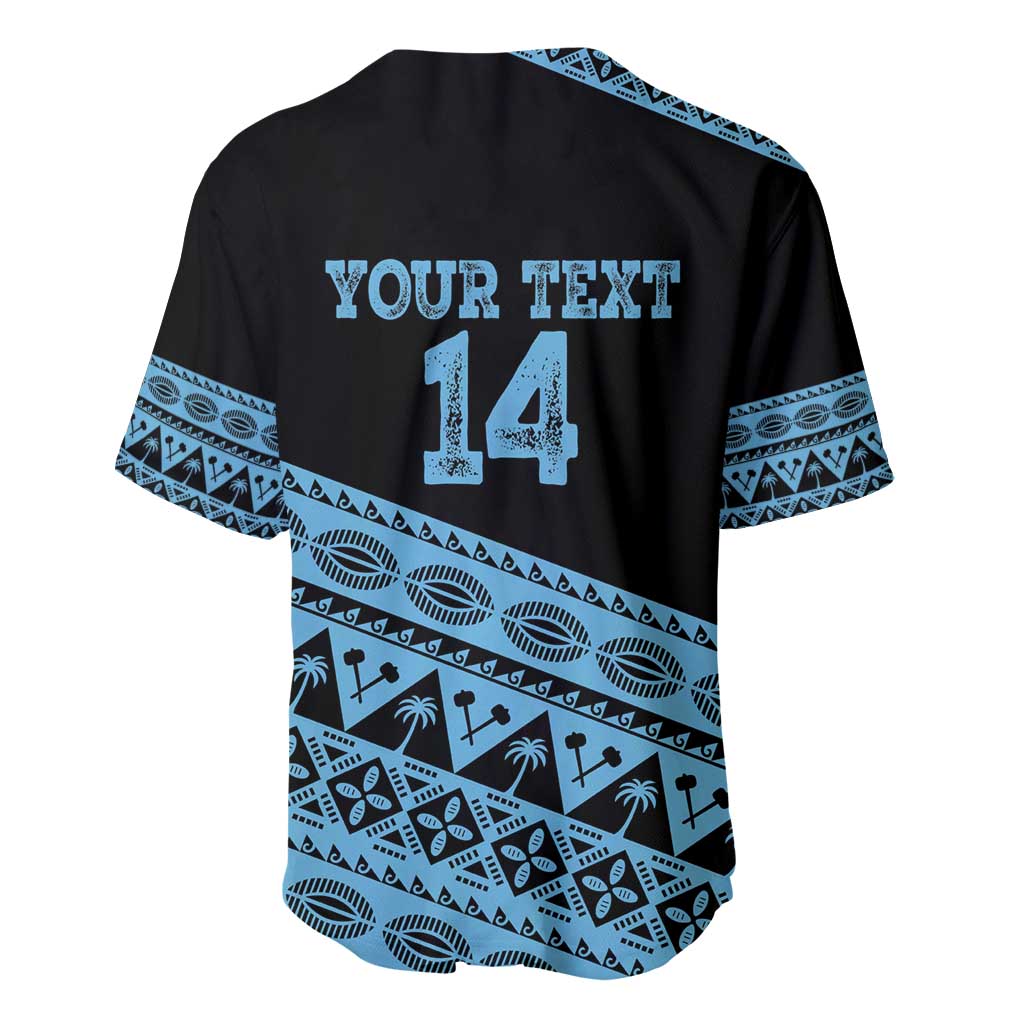 Fiji Rugby 2025 Custom Baseball Jersey Fijian Tapa Toso Viti Toso - Black LT14 - Polynesian Pride