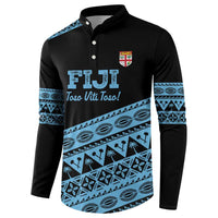 Fiji Rugby 2025 Custom Button Sweatshirt Fijian Tapa Toso Viti Toso - Black