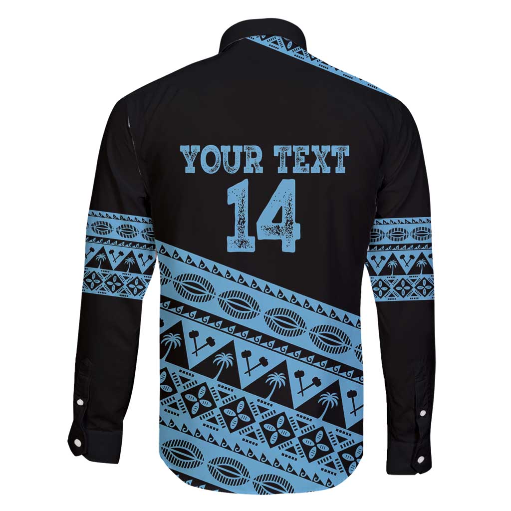 Fiji Rugby 2025 Custom Family Matching Off Shoulder Maxi Dress and Hawaiian Shirt Fijian Tapa Toso Viti Toso - Black LT14 - Polynesian Pride