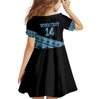 Fiji Rugby 2025 Custom Family Matching Short Sleeve Bodycon Dress and Hawaiian Shirt Fijian Tapa Toso Viti Toso - Black LT14 - Polynesian Pride