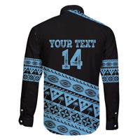 Fiji Rugby 2025 Custom Family Matching Tank Maxi Dress and Hawaiian Shirt Fijian Tapa Toso Viti Toso - Black LT14 - Polynesian Pride
