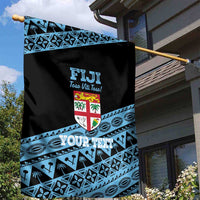 Fiji Rugby 2025 Custom Garden Flag Fijian Tapa Toso Viti Toso - Black LT14 - Polynesian Pride