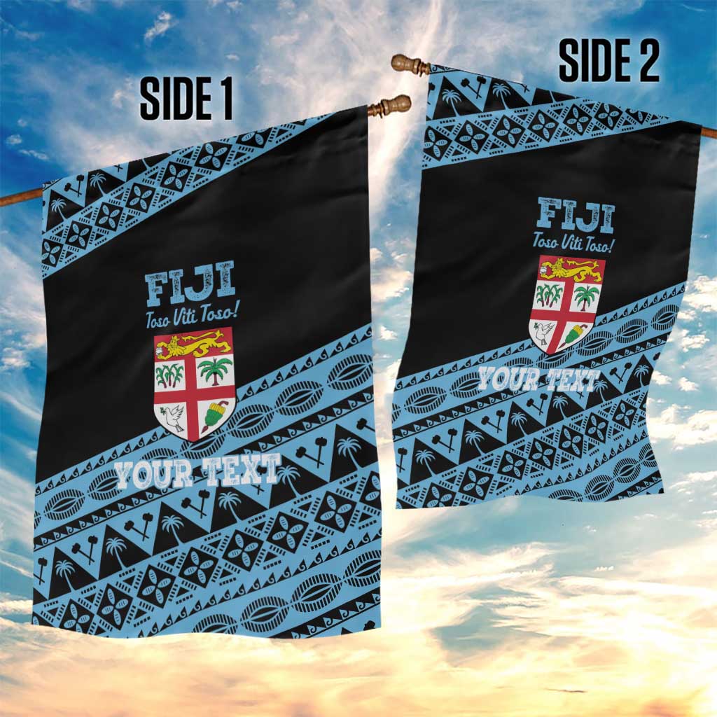 Fiji Rugby 2025 Custom Garden Flag Fijian Tapa Toso Viti Toso - Black LT14 - Polynesian Pride