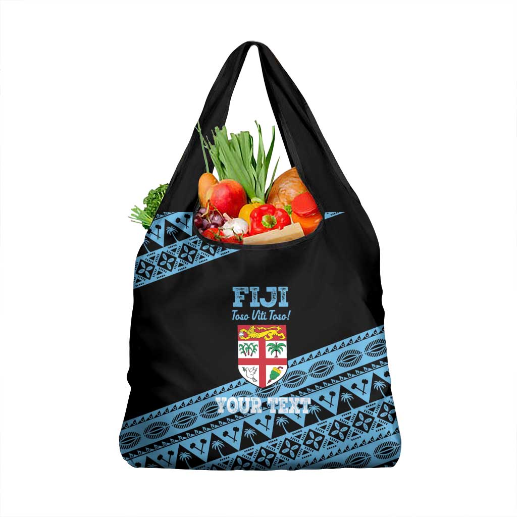 Fiji Rugby 2025 Custom Grocery Bag Fijian Tapa Toso Viti Toso - Black