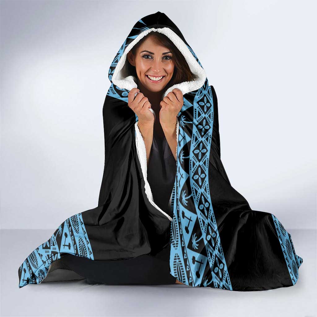 Fiji Rugby 2025 Custom Hooded Blanket Fijian Tapa Toso Viti Toso - Black LT14 - Polynesian Pride