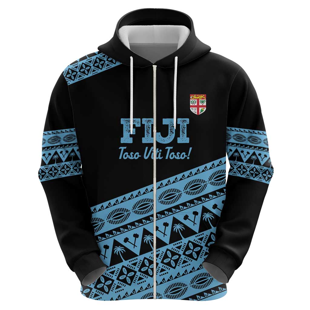 Fiji Rugby 2025 Custom Hoodie Fijian Tapa Toso Viti Toso - Black LT14 - Polynesian Pride
