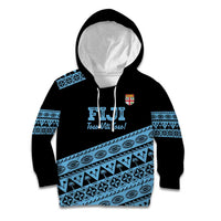 Fiji Rugby 2025 Custom Kid Hoodie Fijian Tapa Toso Viti Toso - Black LT14 Hoodie Black - Polynesian Pride