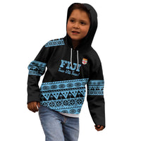 Fiji Rugby 2025 Custom Kid Hoodie Fijian Tapa Toso Viti Toso - Black LT14 - Polynesian Pride