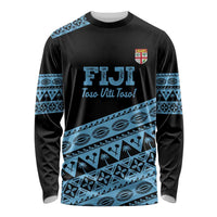 Fiji Rugby 2025 Custom Long Sleeve Shirt Fijian Tapa Toso Viti Toso - Black LT14 Unisex Black - Polynesian Pride