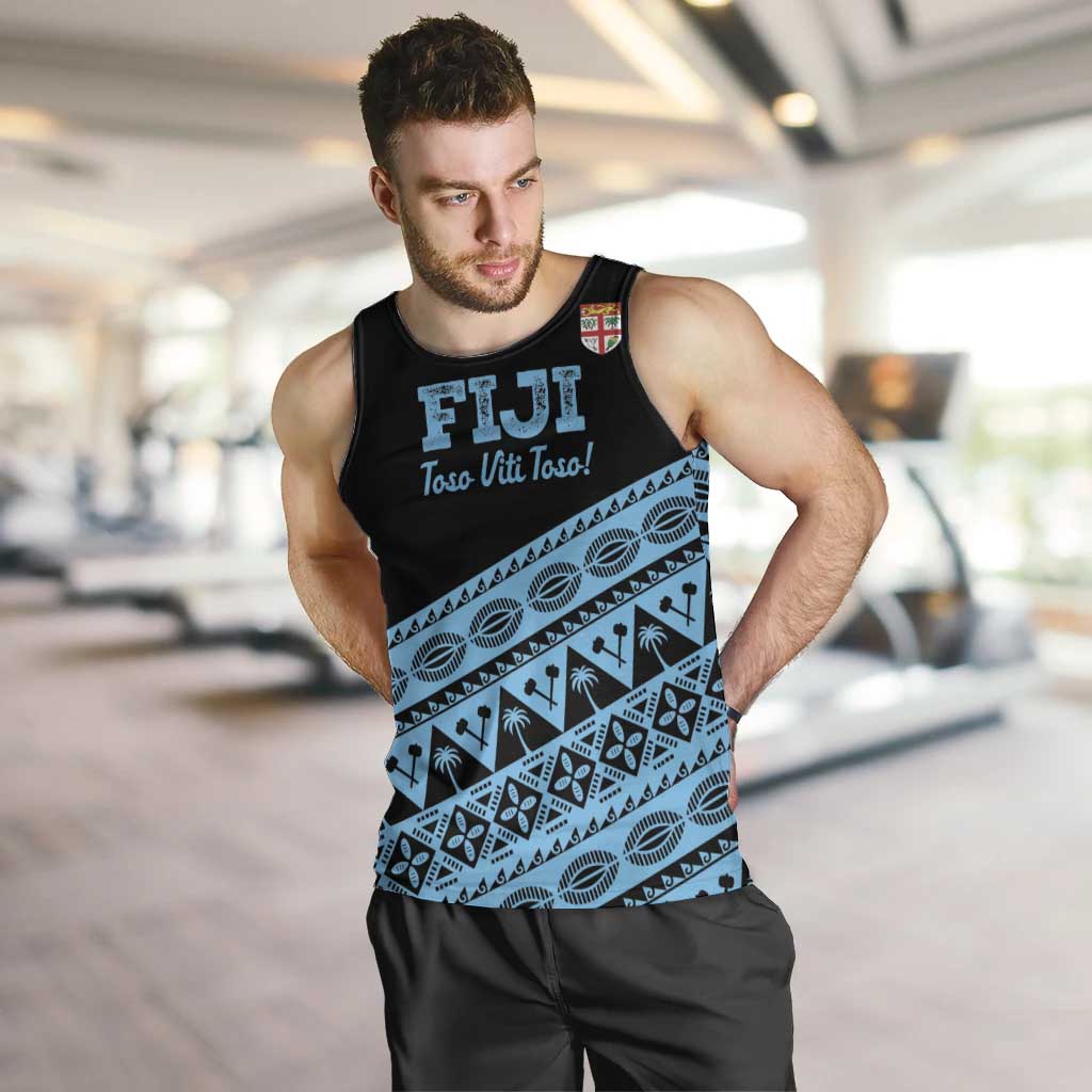 Fiji Rugby 2025 Custom Men Tank Top Fijian Tapa Toso Viti Toso - Black LT14 Black - Polynesian Pride