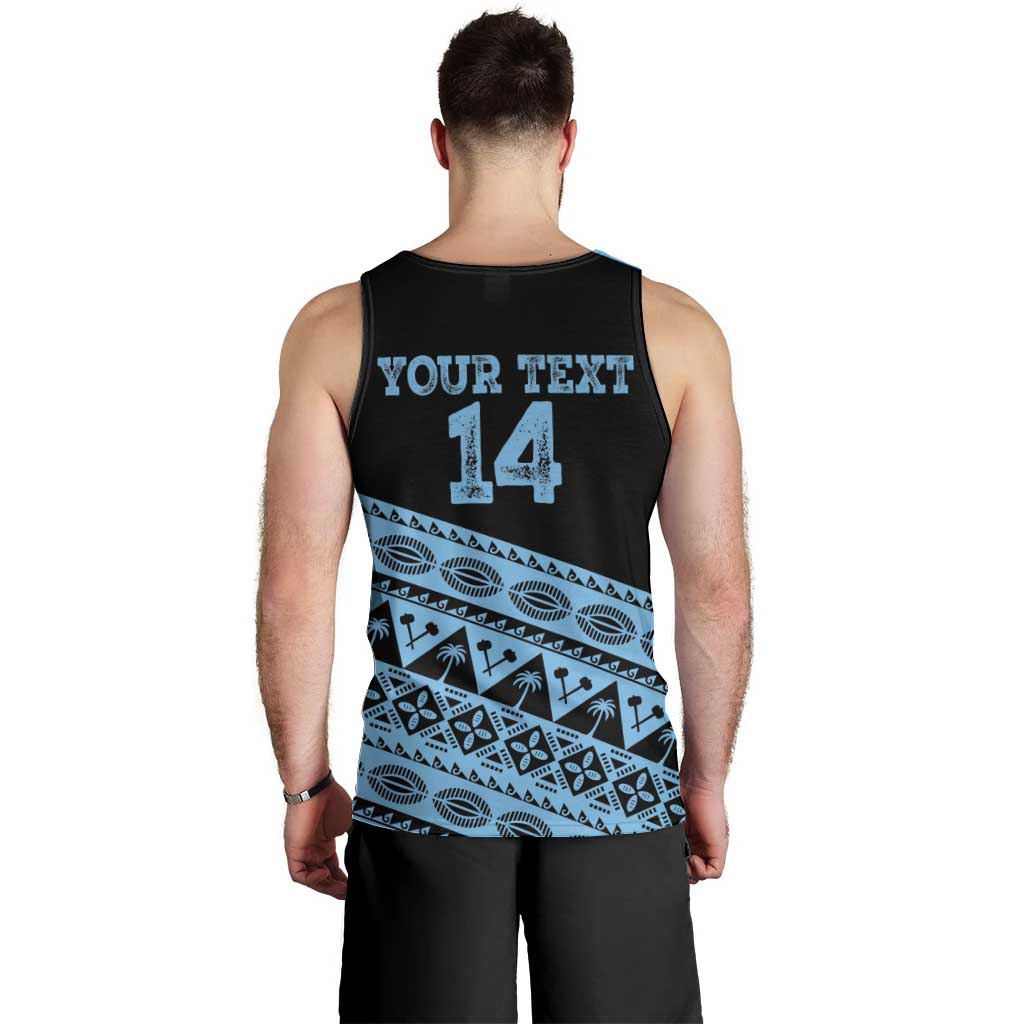 Fiji Rugby 2025 Custom Men Tank Top Fijian Tapa Toso Viti Toso - Black LT14 - Polynesian Pride