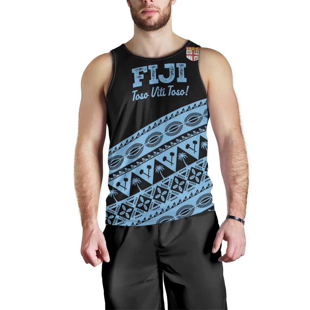 Fiji Rugby 2025 Custom Men Tank Top Fijian Tapa Toso Viti Toso - Black LT14 - Polynesian Pride