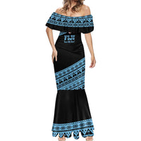 Fiji Rugby 2025 Custom Mermaid Dress Fijian Tapa Toso Viti Toso - Black LT14 - Polynesian Pride