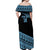 Fiji Rugby 2025 Custom Off Shoulder Maxi Dress Fijian Tapa Toso Viti Toso - Black