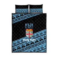 Fiji Rugby 2025 Custom Quilt Bed Set Fijian Tapa Toso Viti Toso - Black
