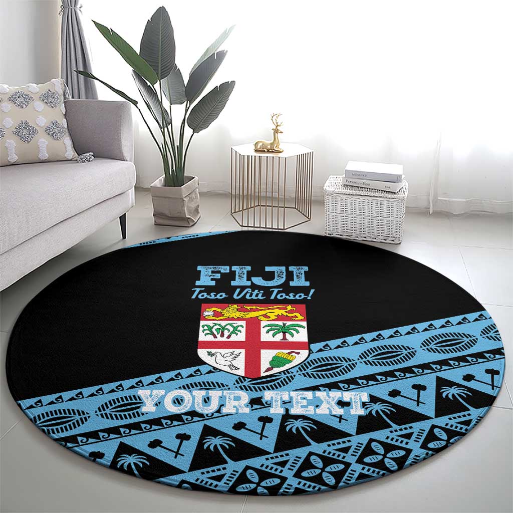 Fiji Rugby 2025 Custom Round Carpet Fijian Tapa Toso Viti Toso - Black LT14 - Polynesian Pride