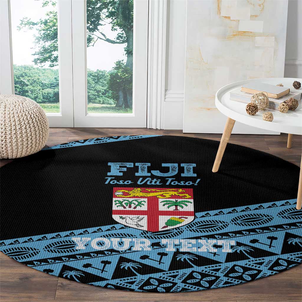 Fiji Rugby 2025 Custom Round Carpet Fijian Tapa Toso Viti Toso - Black LT14 - Polynesian Pride