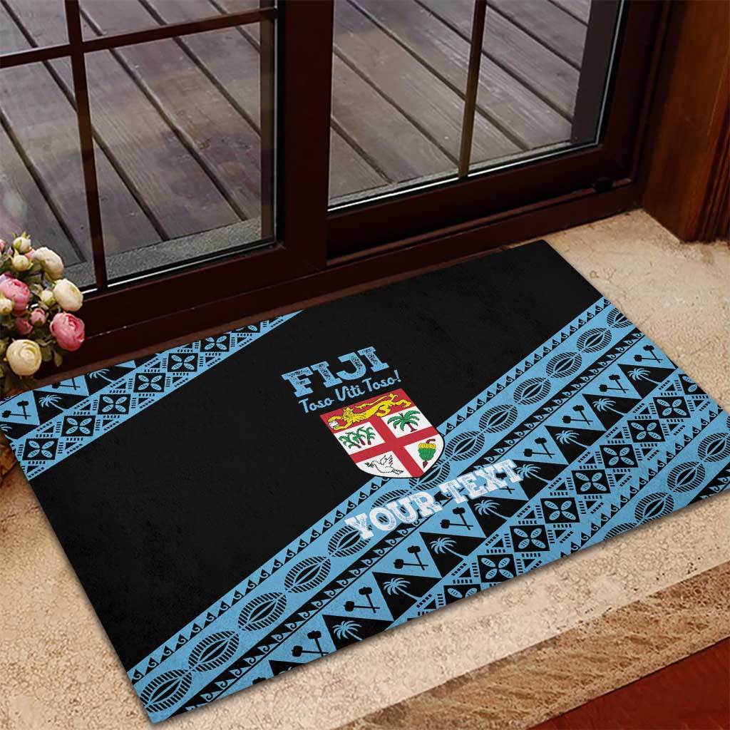 Fiji Rugby 2025 Custom Rubber Doormat Fijian Tapa Toso Viti Toso - Black