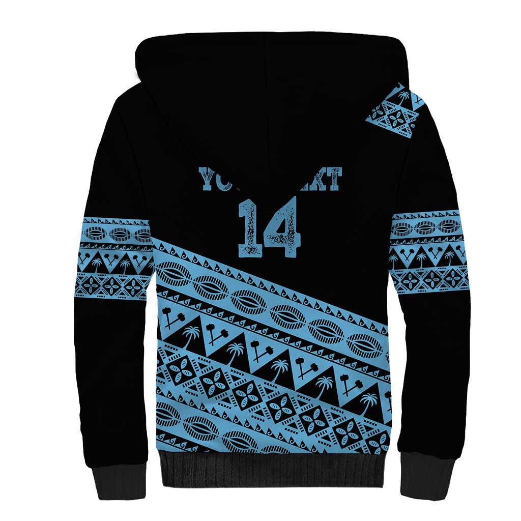 Fiji Rugby 2025 Custom Sherpa Hoodie Fijian Tapa Toso Viti Toso - Black LT14 - Polynesian Pride