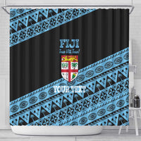 Fiji Rugby 2025 Custom Shower Curtain Fijian Tapa Toso Viti Toso - Black LT14 - Polynesian Pride