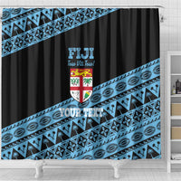 Fiji Rugby 2025 Custom Shower Curtain Fijian Tapa Toso Viti Toso - Black LT14 - Polynesian Pride