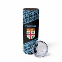 Fiji Rugby 2025 Custom Skinny Tumbler Fijian Tapa Toso Viti Toso - Black LT14 - Polynesian Pride