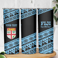 Fiji Rugby 2025 Custom Skinny Tumbler Fijian Tapa Toso Viti Toso - Black LT14 - Polynesian Pride