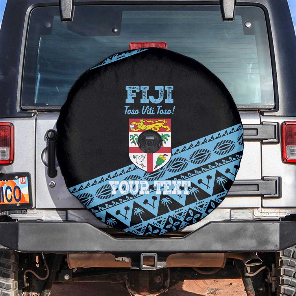 Fiji Rugby 2025 Custom Spare Tire Cover Fijian Tapa Toso Viti Toso - Black LT14 Black - Polynesian Pride
