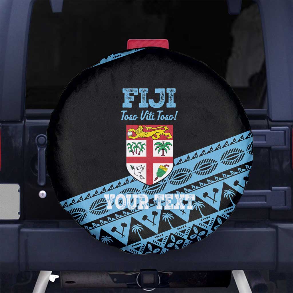 Fiji Rugby 2025 Custom Spare Tire Cover Fijian Tapa Toso Viti Toso - Black LT14 No hole Black - Polynesian Pride