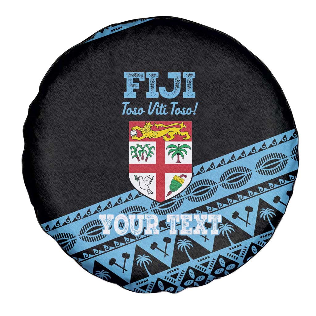 Fiji Rugby 2025 Custom Spare Tire Cover Fijian Tapa Toso Viti Toso - Black LT14 - Polynesian Pride