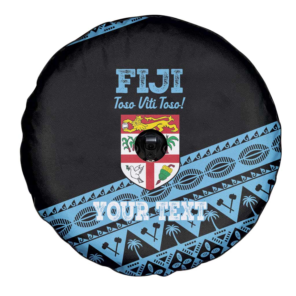 Fiji Rugby 2025 Custom Spare Tire Cover Fijian Tapa Toso Viti Toso - Black LT14 - Polynesian Pride