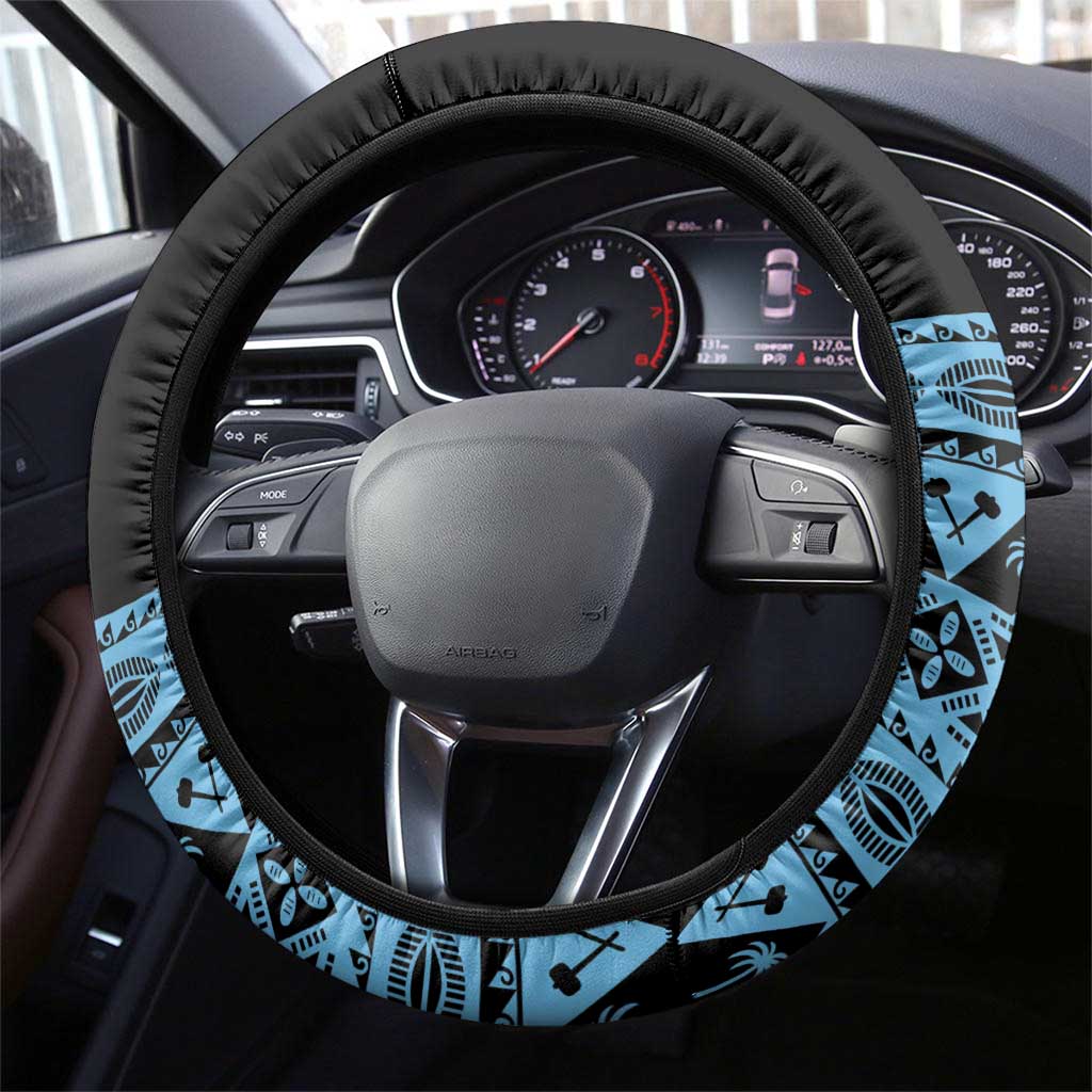 Fiji Rugby 2025 Steering Wheel Cover Fijian Tapa Toso Viti Toso - Black LT14 - Polynesian Pride