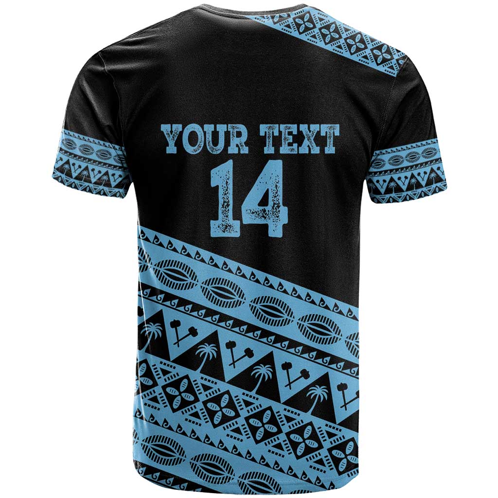 Fiji Rugby 2025 Custom T Shirt Fijian Tapa Toso Viti Toso - Black LT14 - Polynesian Pride