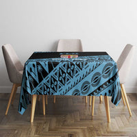 Fiji Rugby 2025 Custom Tablecloth Fijian Tapa Toso Viti Toso - Black