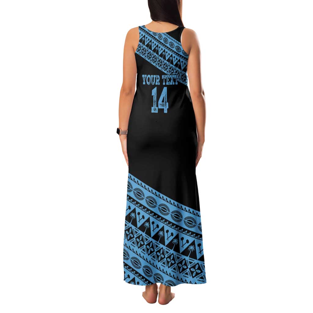 Fiji Rugby 2025 Custom Tank Maxi Dress Fijian Tapa Toso Viti Toso - Black LT14 - Polynesian Pride