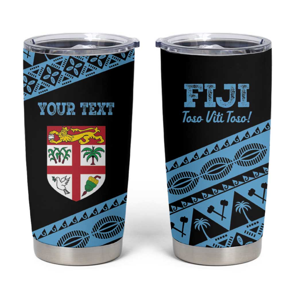 Fiji Rugby 2025 Custom Tumbler Cup Fijian Tapa Toso Viti Toso - Black