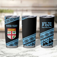 Fiji Rugby 2025 Custom Tumbler Cup Fijian Tapa Toso Viti Toso - Black LT14 - Polynesian Pride