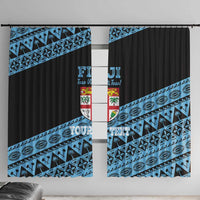 Fiji Rugby 2025 Custom Window Curtain Fijian Tapa Toso Viti Toso - Black LT14 With Hooks Black - Polynesian Pride