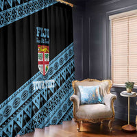 Fiji Rugby 2025 Custom Window Curtain Fijian Tapa Toso Viti Toso - Black LT14 - Polynesian Pride