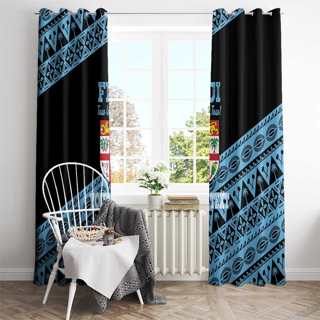 Fiji Rugby 2025 Custom Window Curtain Fijian Tapa Toso Viti Toso - Black LT14 - Polynesian Pride