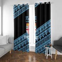 Fiji Rugby 2025 Custom Window Curtain Fijian Tapa Toso Viti Toso - Black LT14 With Grommets Black - Polynesian Pride